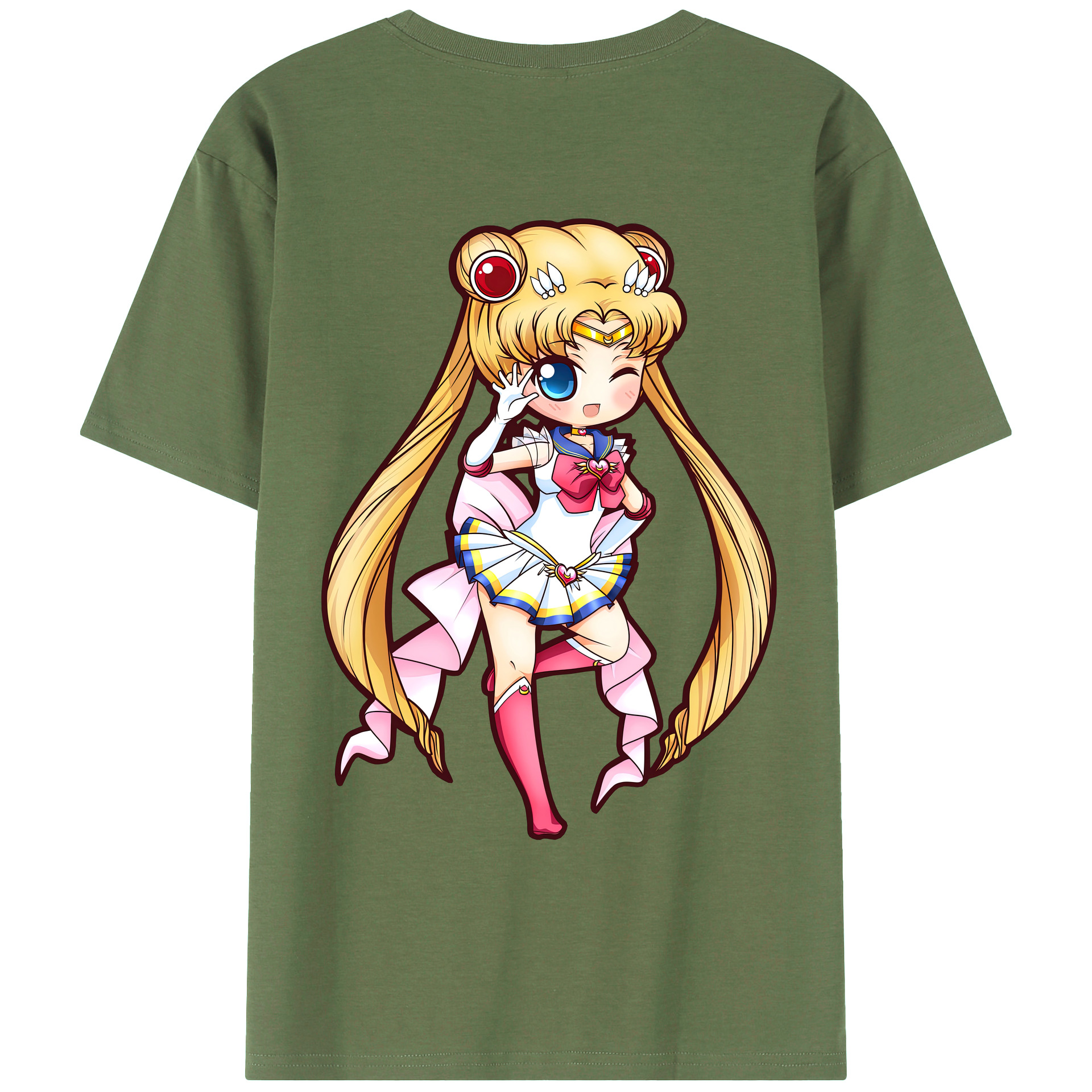 （画像用） 美少女戦士セーラームーン 月野 うさぎ つきの うさぎ Sailor Moon Tsukino Usagi 綿100％ メンズ半袖Tシャツ（バックプリント） 通気性